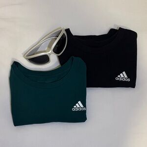 Adidas Black and Dark Green T-Shirts